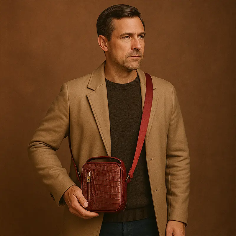 کیف دوشی چرم مردانه مدل Voyager - تصویر 2